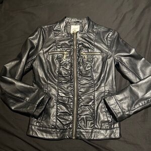 Vintage Guess All Leather Bomber Jacket